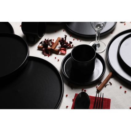Комплект за хранене 20 части, черен/каменина