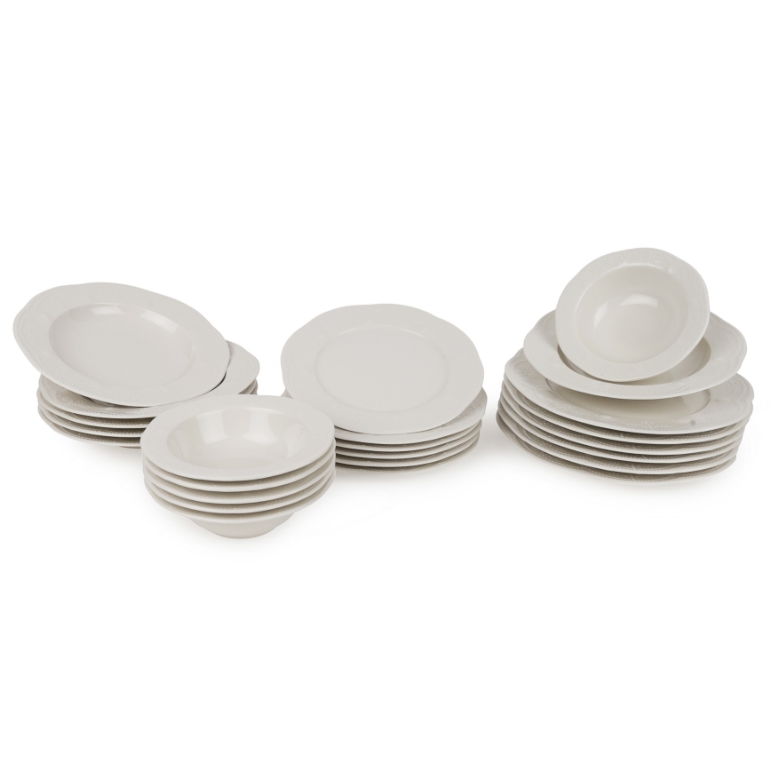Комплект за хранене 24 бр. бял/порцелан