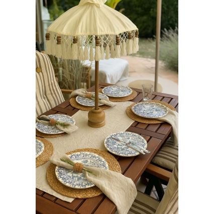 Комплект за хранене 24 бр. бял/син/порцелан