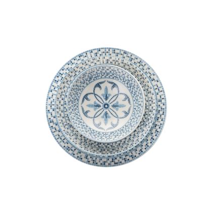 Комплект за хранене 24 бр син/порцелан