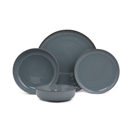 Комплект за хранене 24 бр. син/порцелан