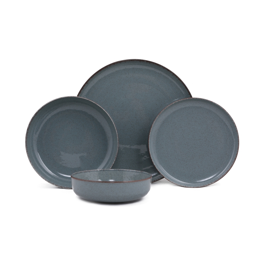 Комплект за хранене 24 бр. син/порцелан