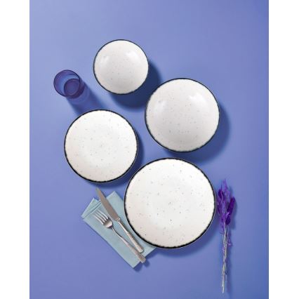 Комплект за хранене 24 части бял/черен/порцелан