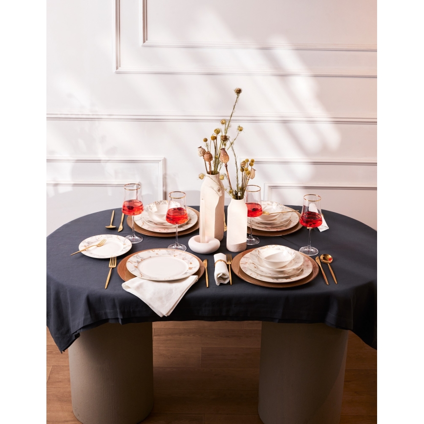 Комплект за хранене 24 части бял/сив/порцелан