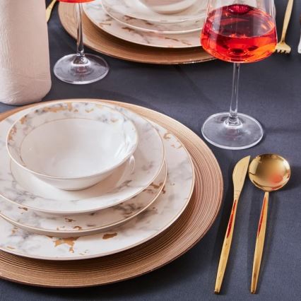 Комплект за хранене 24 части бял/сив/порцелан