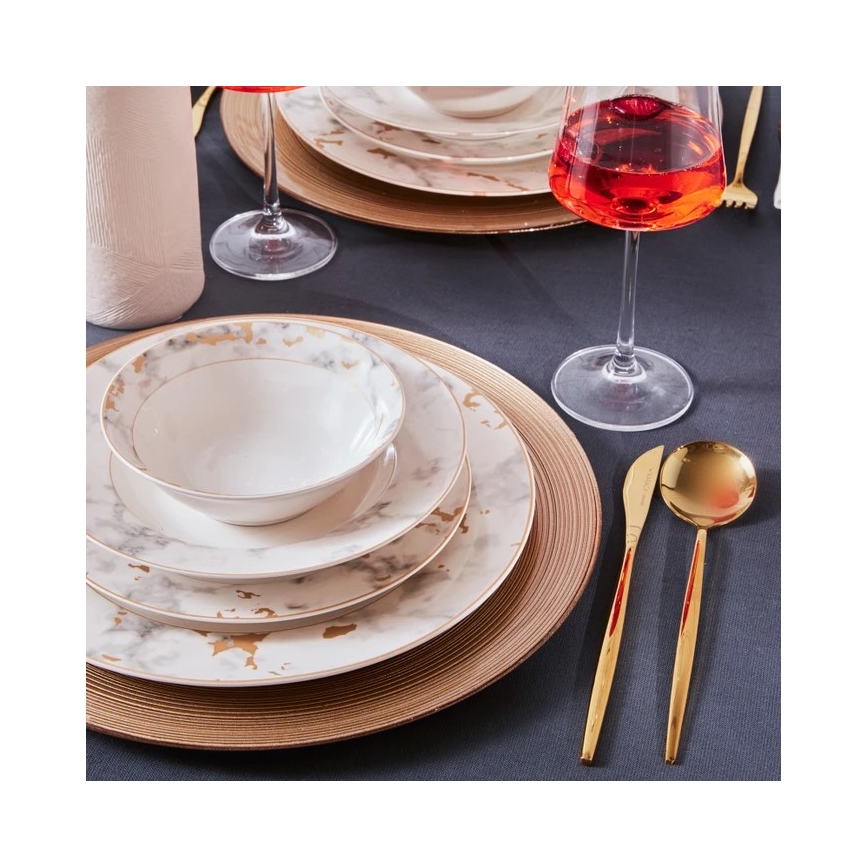 Комплект за хранене 24 части бял/сив/порцелан