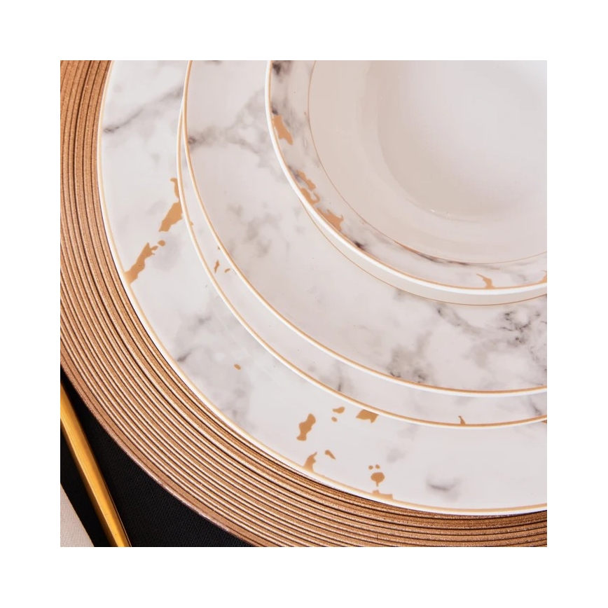 Комплект за хранене 24 части бял/сив/порцелан