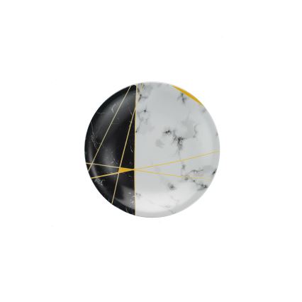 Комплект за хранене 24 части, черен/бял/златен, от порцелан