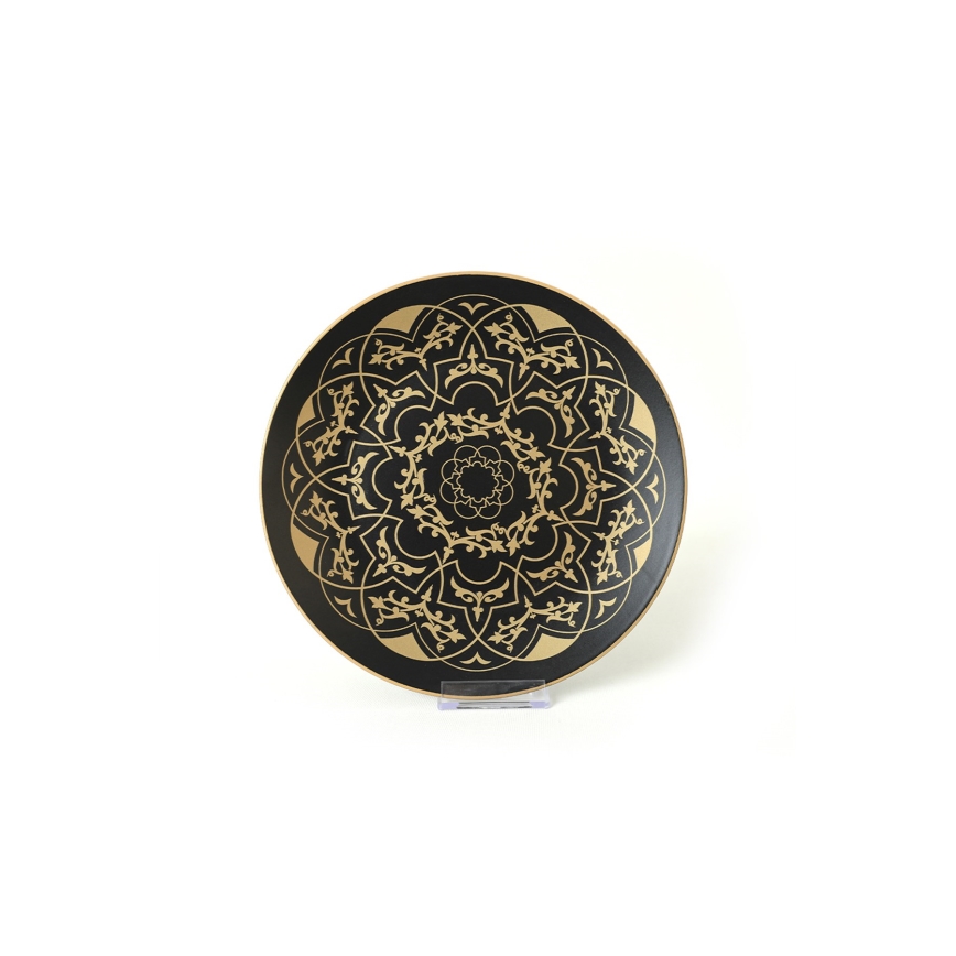 Комплект за хранене, 24 части, черно/златисто/керамика