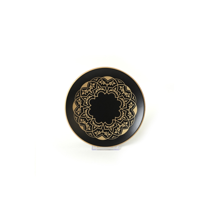 Комплект за хранене, 24 части, черно/златисто/керамика