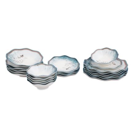 Комплект за хранене, 24 части, син порцелан