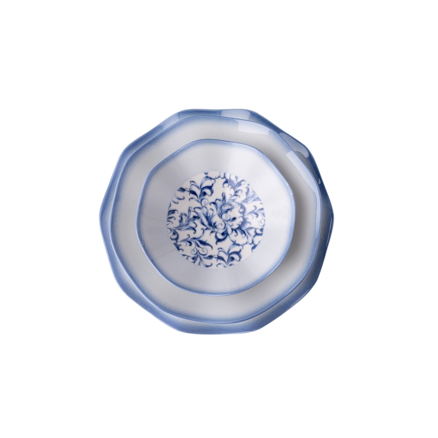 Комплект за хранене, 24 части, син порцелан