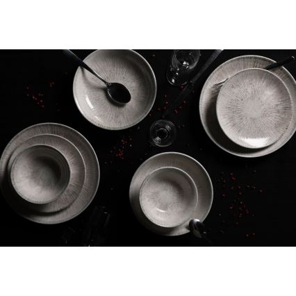 Комплект за хранене, 24 части, сив, порцелан