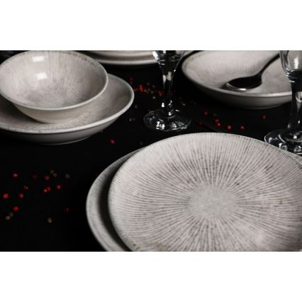 Комплект за хранене, 24 части, сив, порцелан