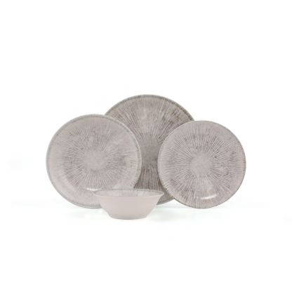 Комплект за хранене, 24 части, сив, порцелан