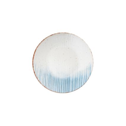 Комплект за хранене, 24 части — бял/син, порцелан