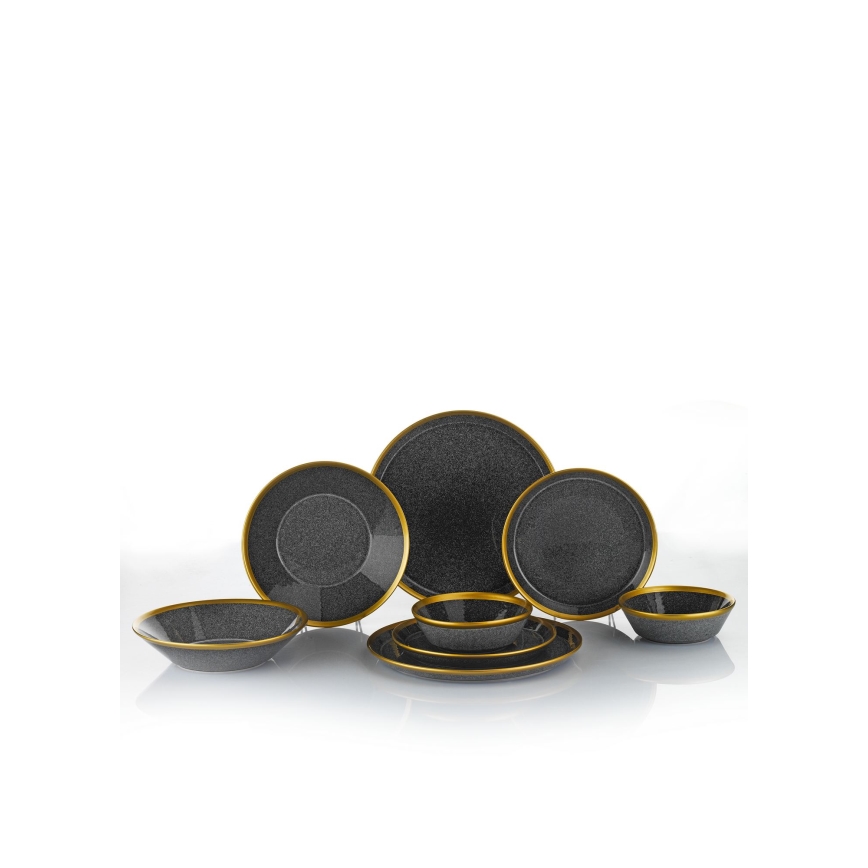 Комплект за хранене 24 части антрацит/злато/порцелан