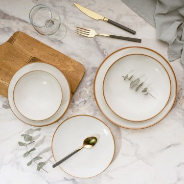 Комплект за хранене 24 части бежов/порцелан