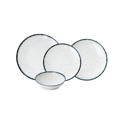 Комплект за хранене 24 части бял/черен/порцелан