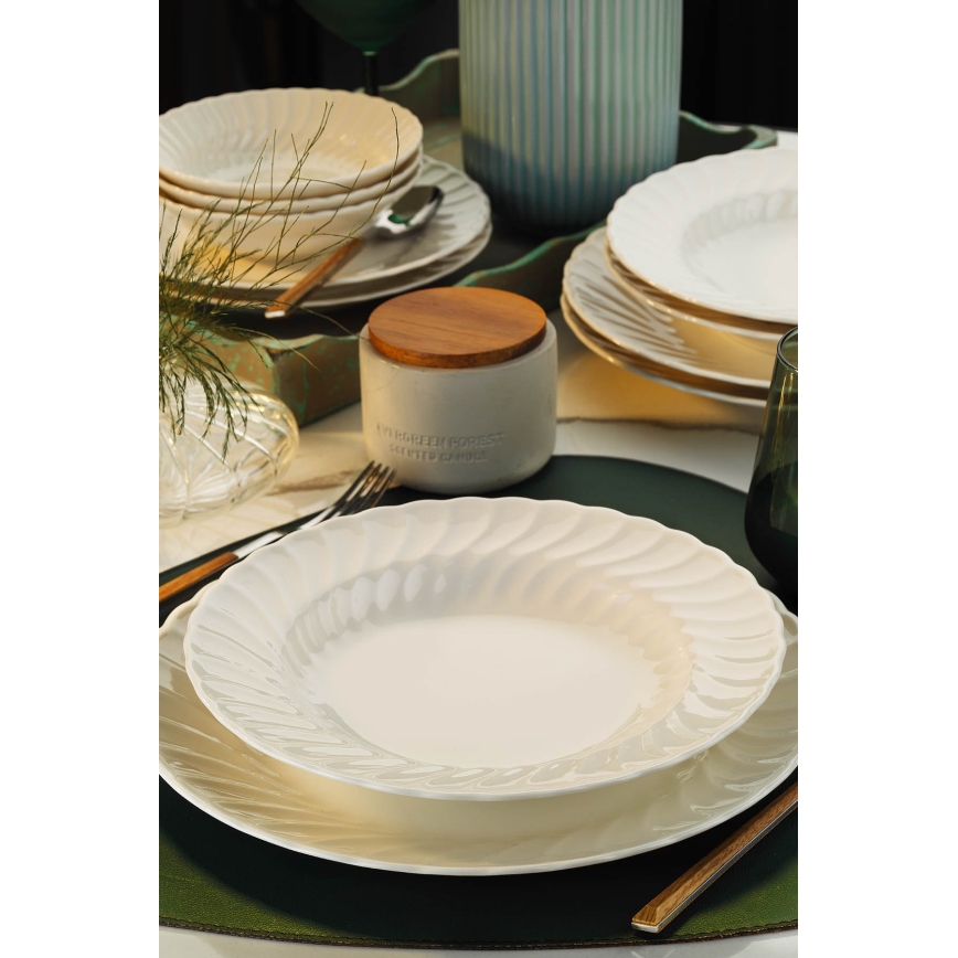 Комплект за хранене, 24 части, бял/порцелан