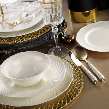 Комплект за хранене 24 части бял/порцелан