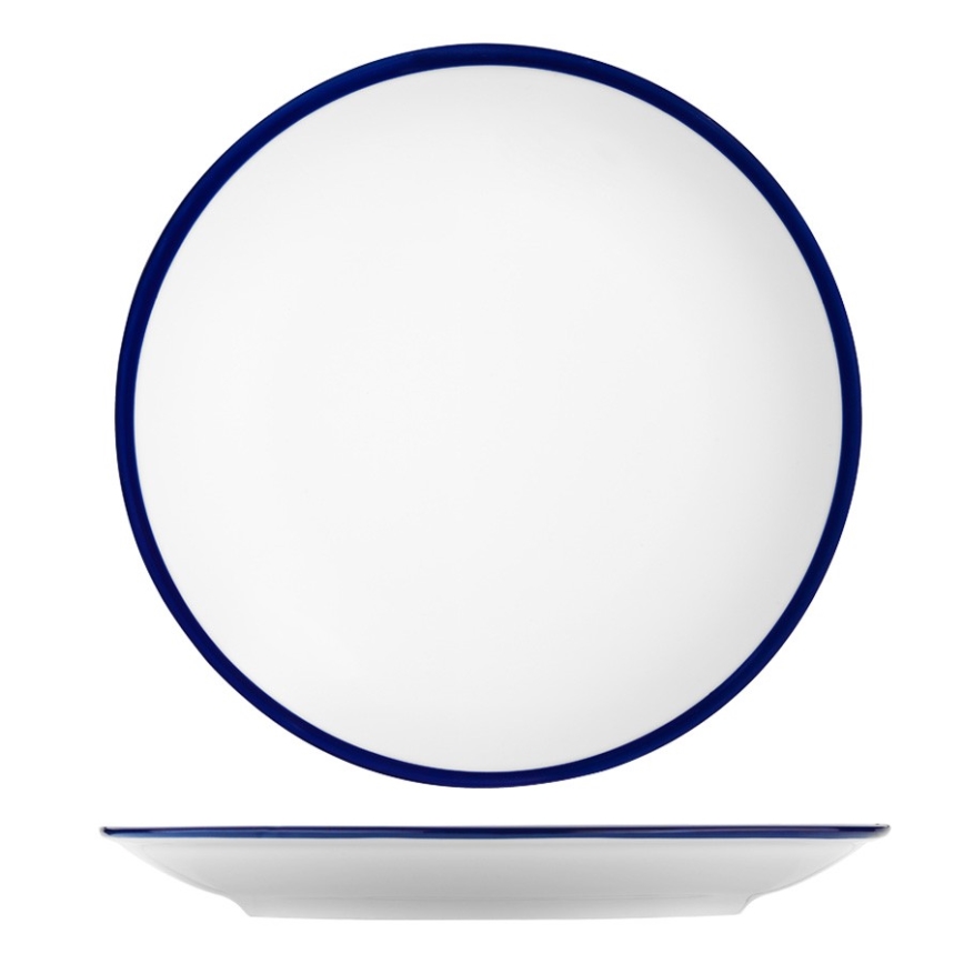 Комплект за хранене 24 части бял/син/порцелан