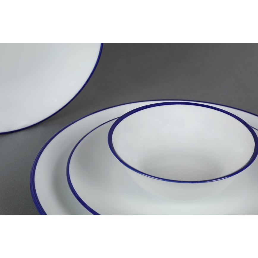 Комплект за хранене 24 части бял/син/порцелан