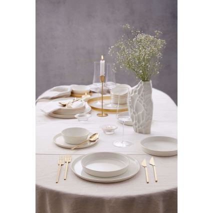 Комплект за хранене 24 части, бял/златен, порцелан