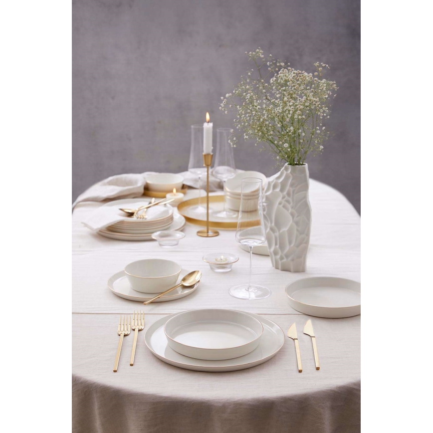 Комплект за хранене 24 части, бял/златен, порцелан