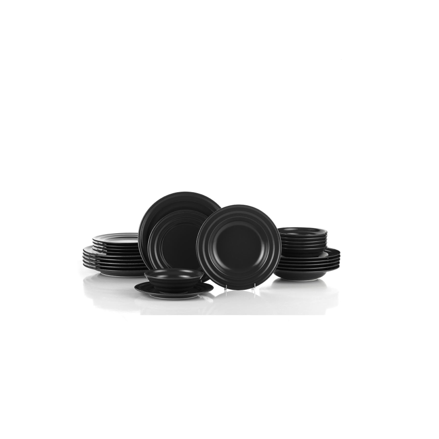 Комплект за хранене 24 части черен/порцелан