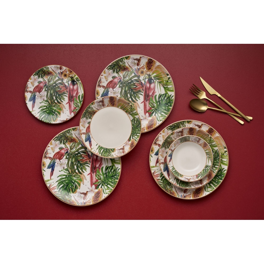 Комплект за хранене, 24 части, многоцветен/керамика