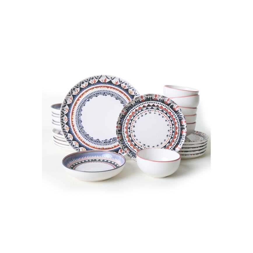 Комплект за хранене 24 части пъстроцветен/каменина