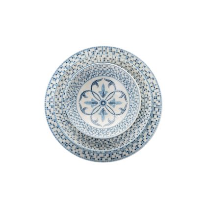 Комплект за хранене 24 части, син порцелан