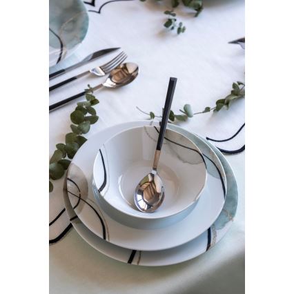 Комплект за хранене 24 части сив/зелен/порцелан