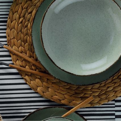 Комплект за хранене, 24 части, зелен/порцелан