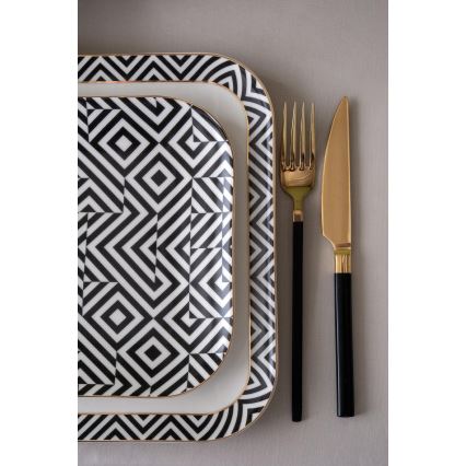 Комплект за хранене 26 части бял/черен/порцелан