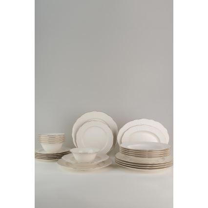 Комплект за хранене 26 части, бял/сребрист/слонова кост, порцелан