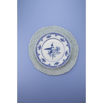 Комплект за хранене 26 части, порцелан, бял/син