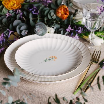 Комплект за хранене 27 части бял/златен/порцелан