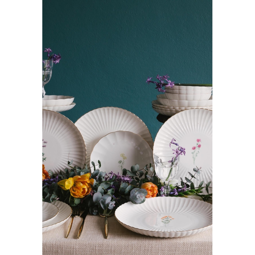 Комплект за хранене 27 части бял/златен/порцелан