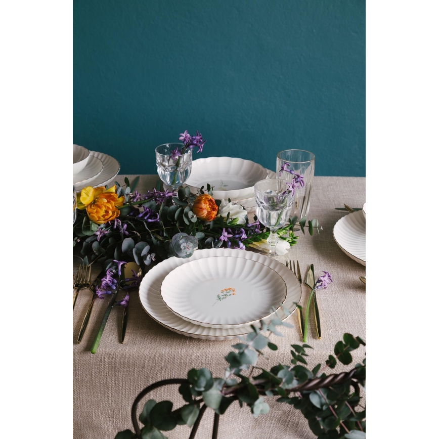 Комплект за хранене 27 части бял/златен/порцелан