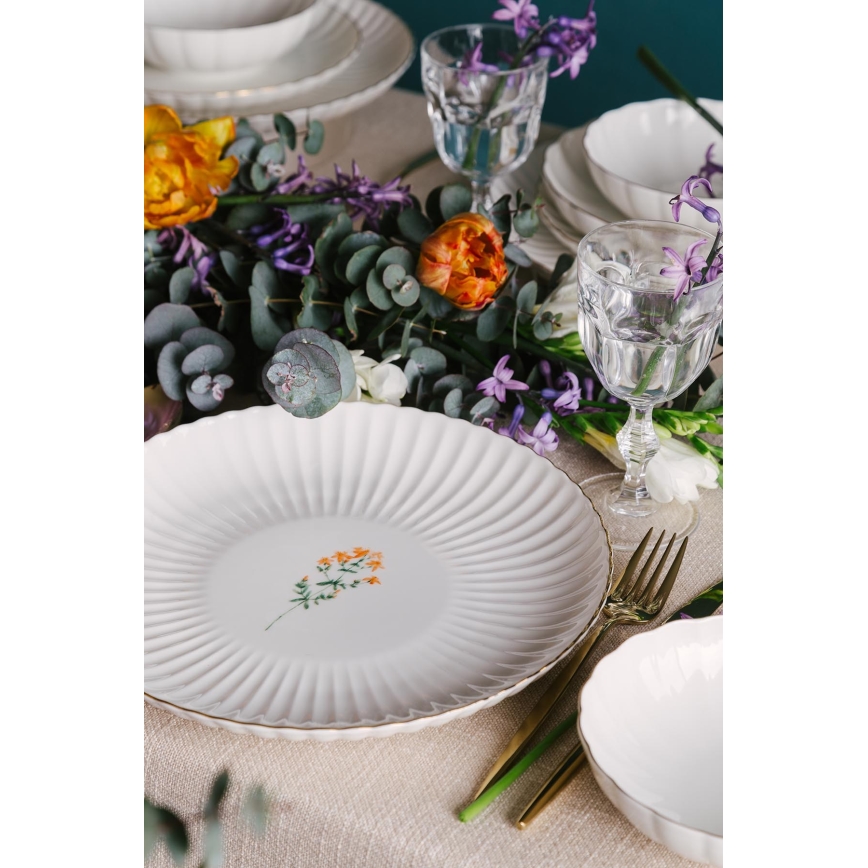 Комплект за хранене 27 части бял/златен/порцелан