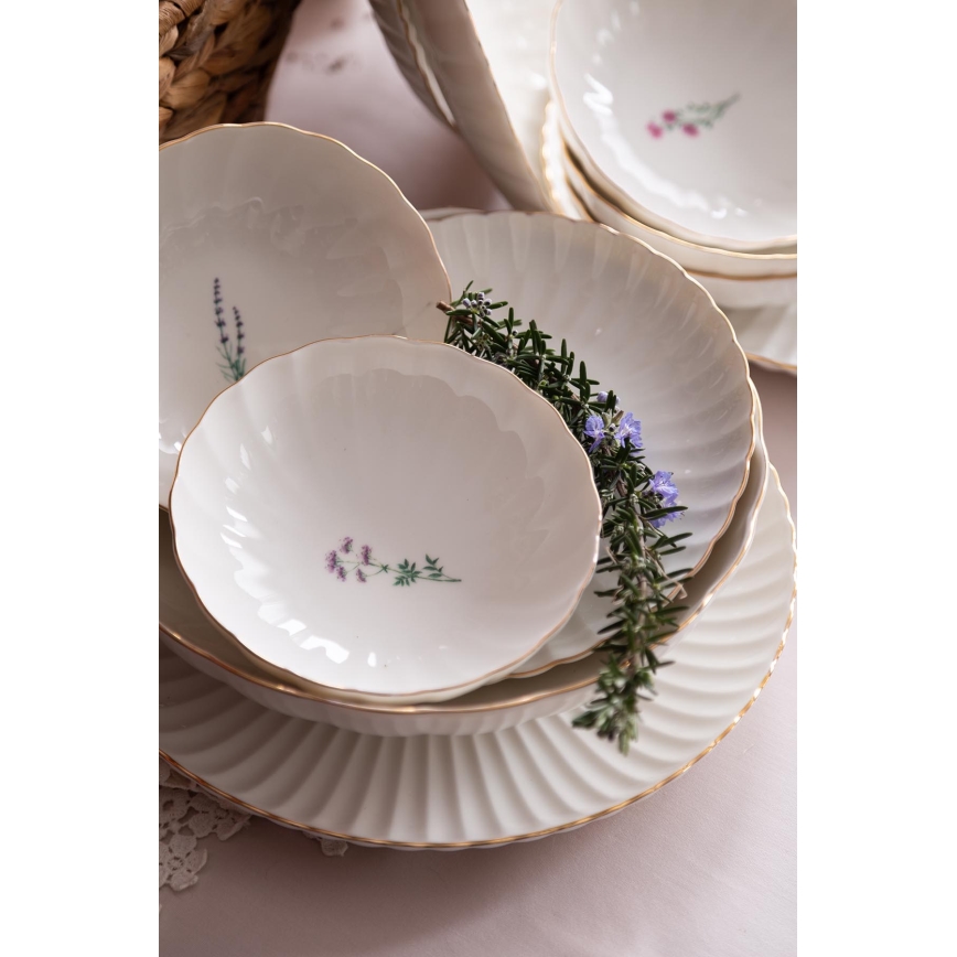 Комплект за хранене 27 части бял/златен/порцелан