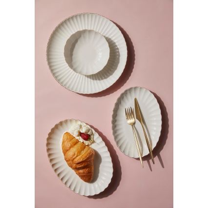 Комплект за хранене 27 части бял/златист/порцелан