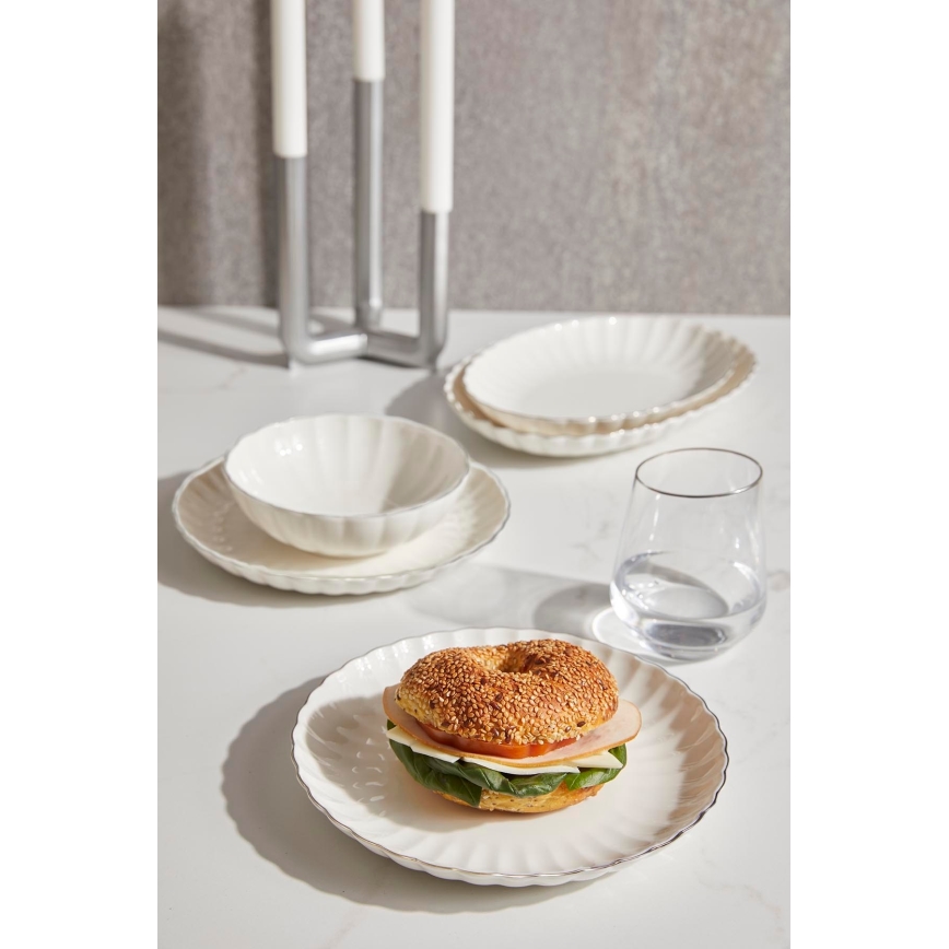 Комплект за хранене 27 части бял/златист/порцелан