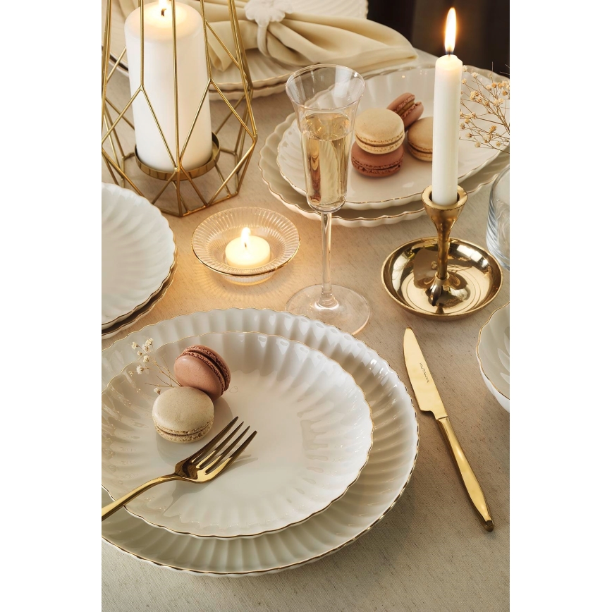 Комплект за хранене 27 части бял/златист/порцелан