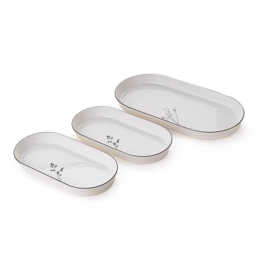 Комплект за хранене 27 части — бял/черен, порцелан