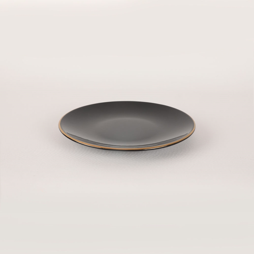 Комплект за хранене, 44 части — черен с златни акценти, от каменна керамика