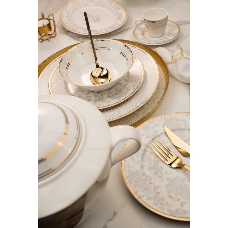 Комплект за хранене 68 части, пъстроцветен / костен порцелан