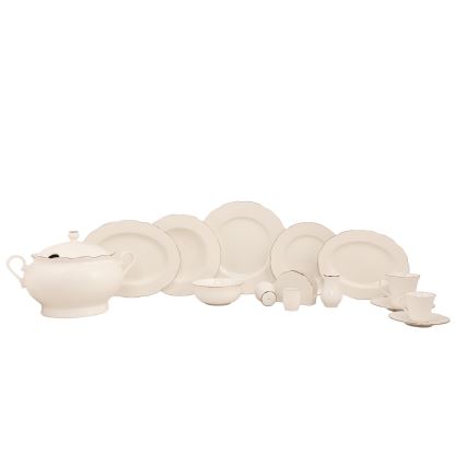 Комплект за хранене 83 части бял/меден/порцелан